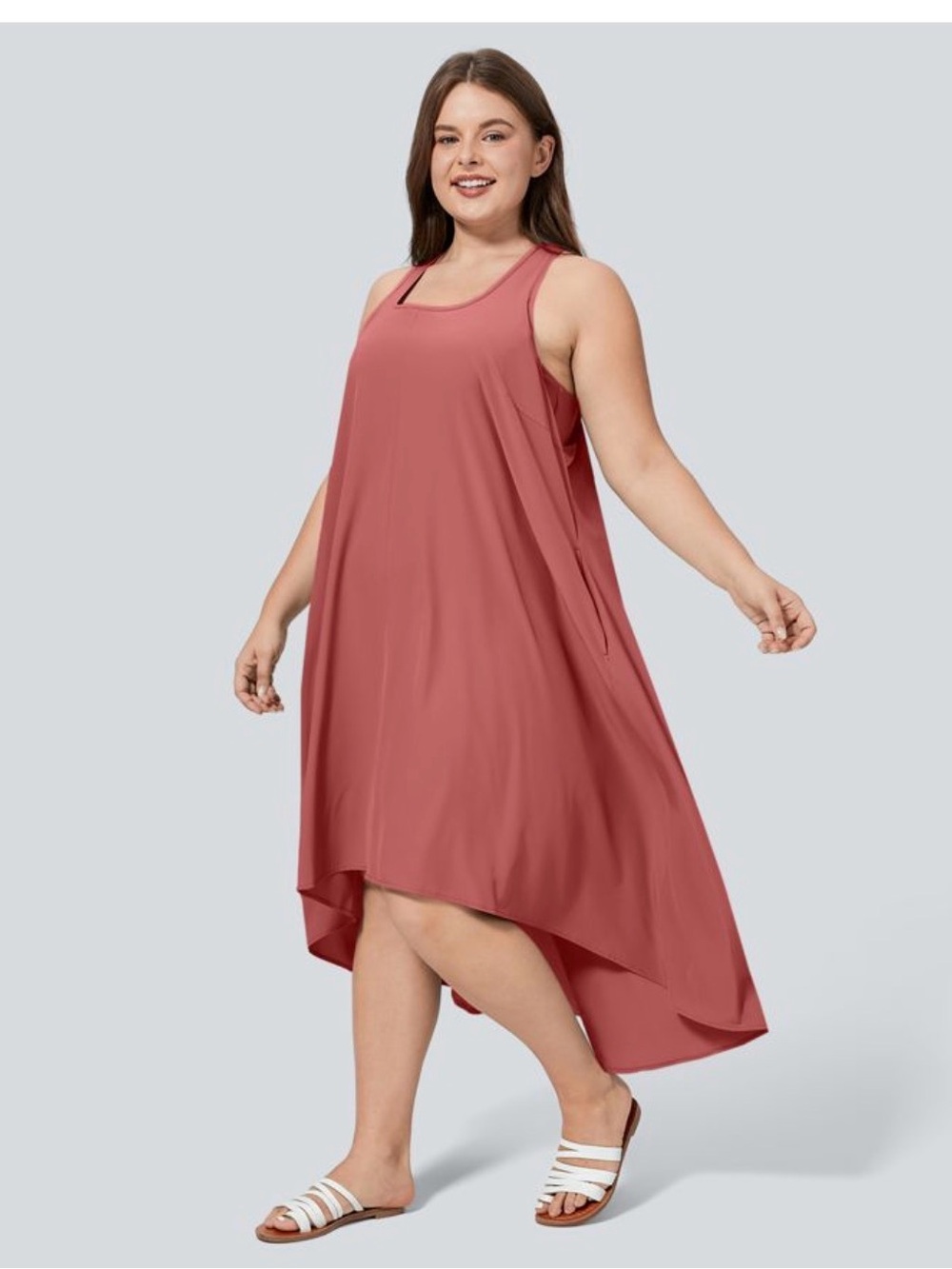 HALARA NEW Breezeful RacerPocket High Low Flowy Quick Dry Casual Midi Dress 2X - Picture 3 of 11